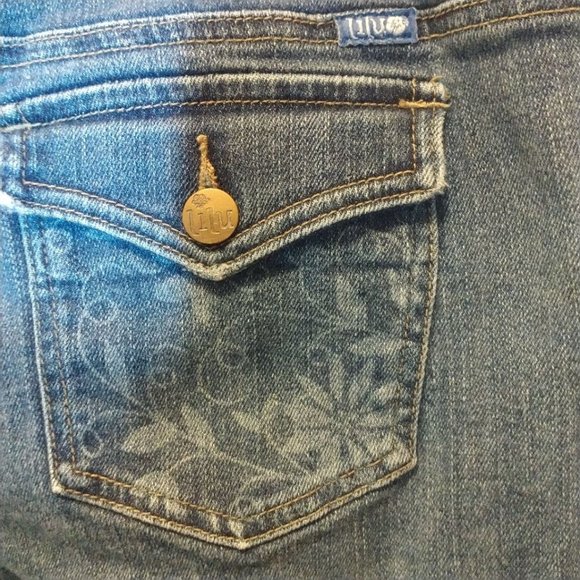 Women's Lilu Wide Leg Embroidered Floral Stretch Low Rise Jeans Sz. 15 - Picture 8 of 9